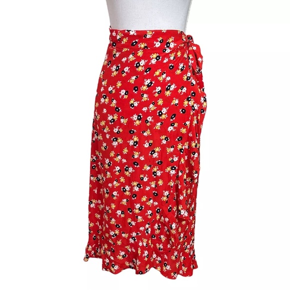 Faithfull the Brand Celeste Wrap Skirt Red Jasmine - Picture 2 of 4